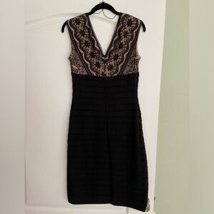 Adrianna Papell Black and Cream Lace Dress